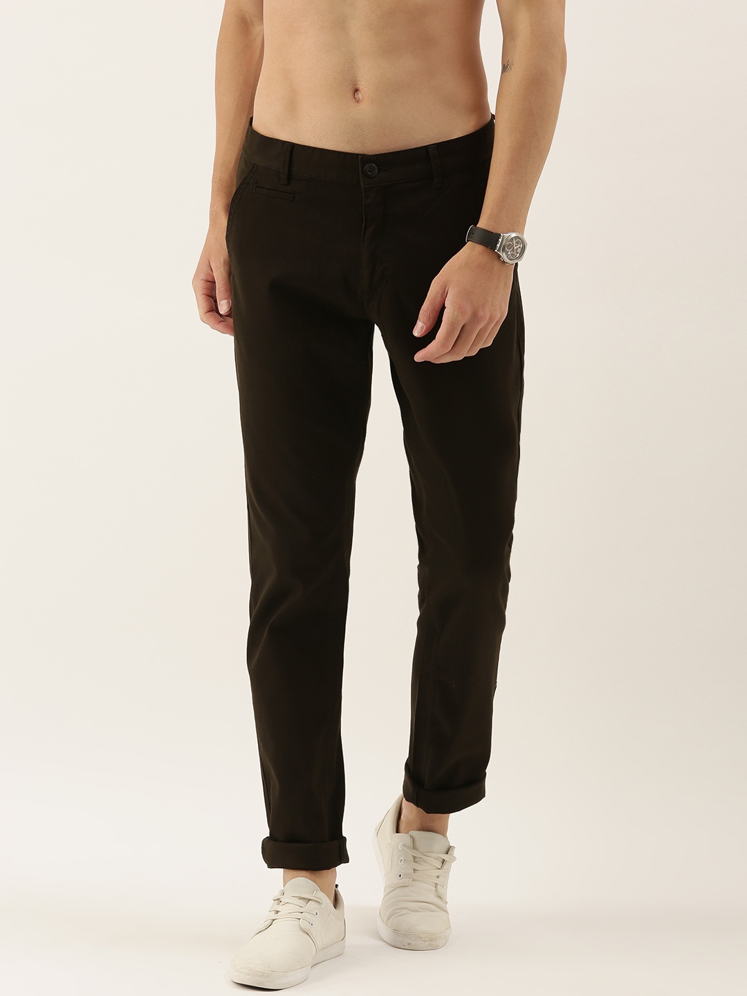 

Flying Machine Men Black Super Slim Fit Solid Chinos