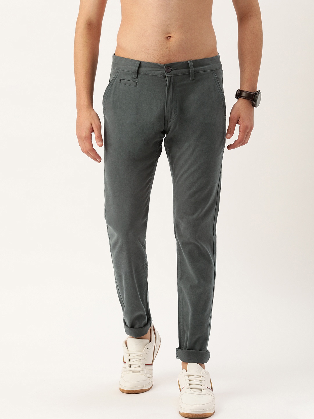 

Flying Machine Men Charcoal Grey Super Slim Fit Chinos