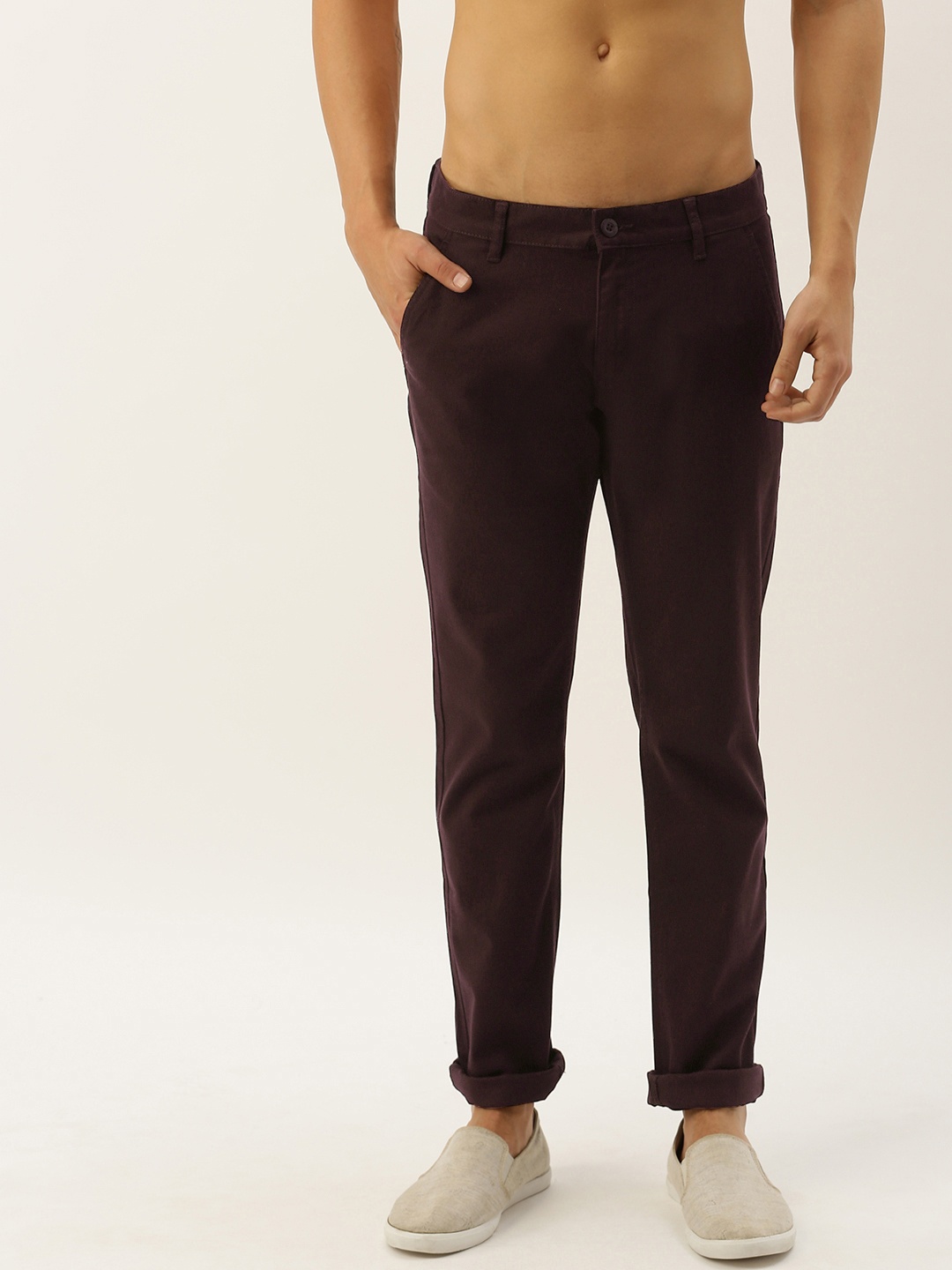 

Flying Machine Men Burgundy Slim Fit Solid Chinos