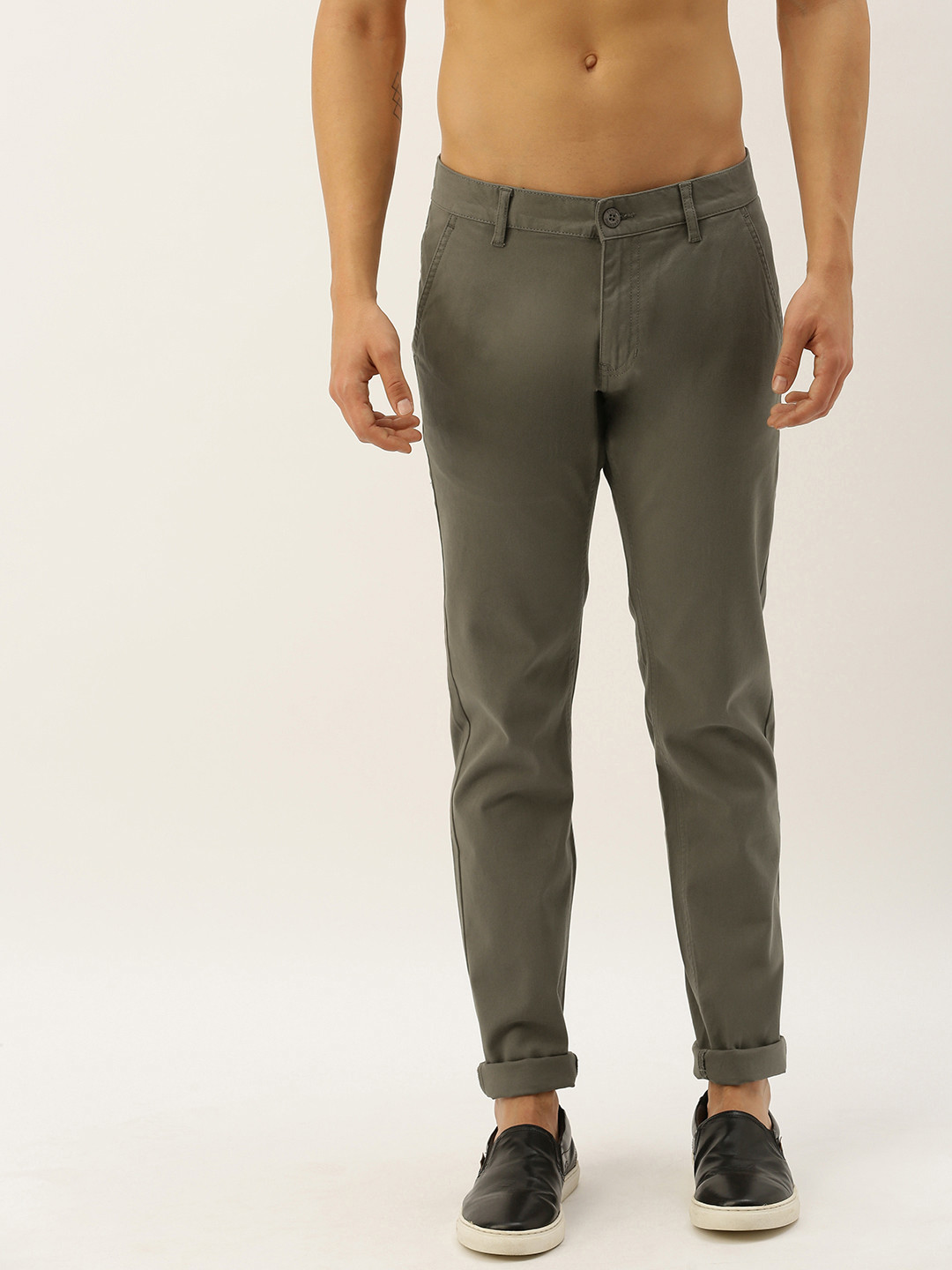 

Flying Machine Men Grey Super Slim Fit Solid Chinos