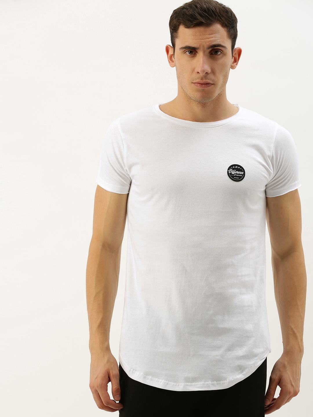 

Difference of Opinion Men White Solid Round Neck Pure Cotton T-shirt