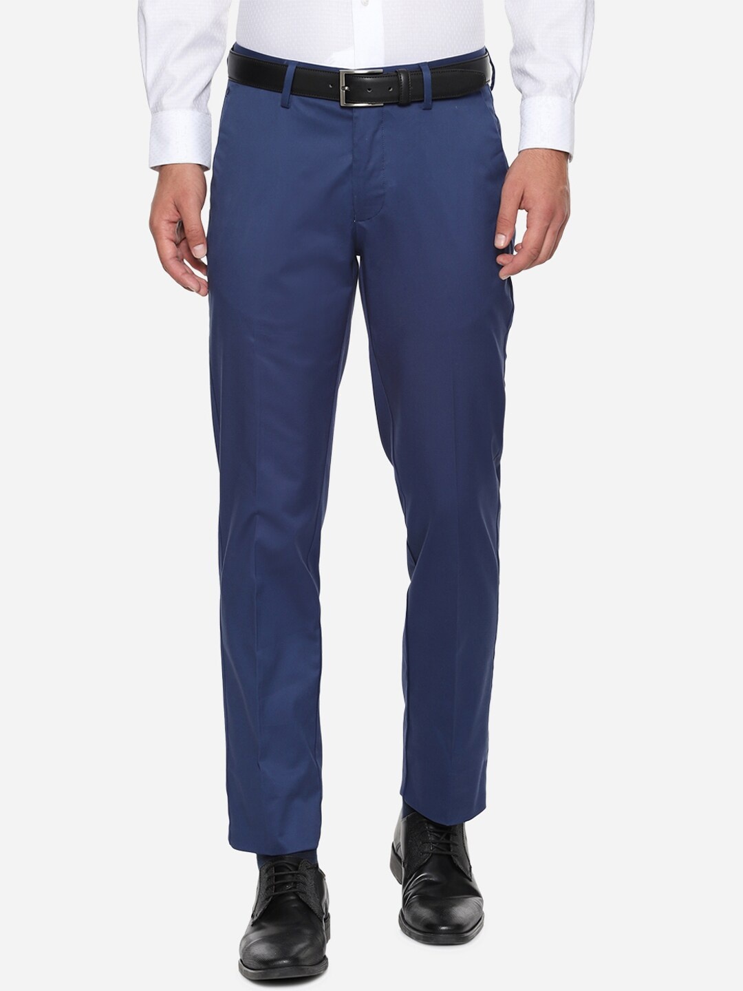 

Louis Philippe Men Blue Regular Fit Solid Regular Trousers