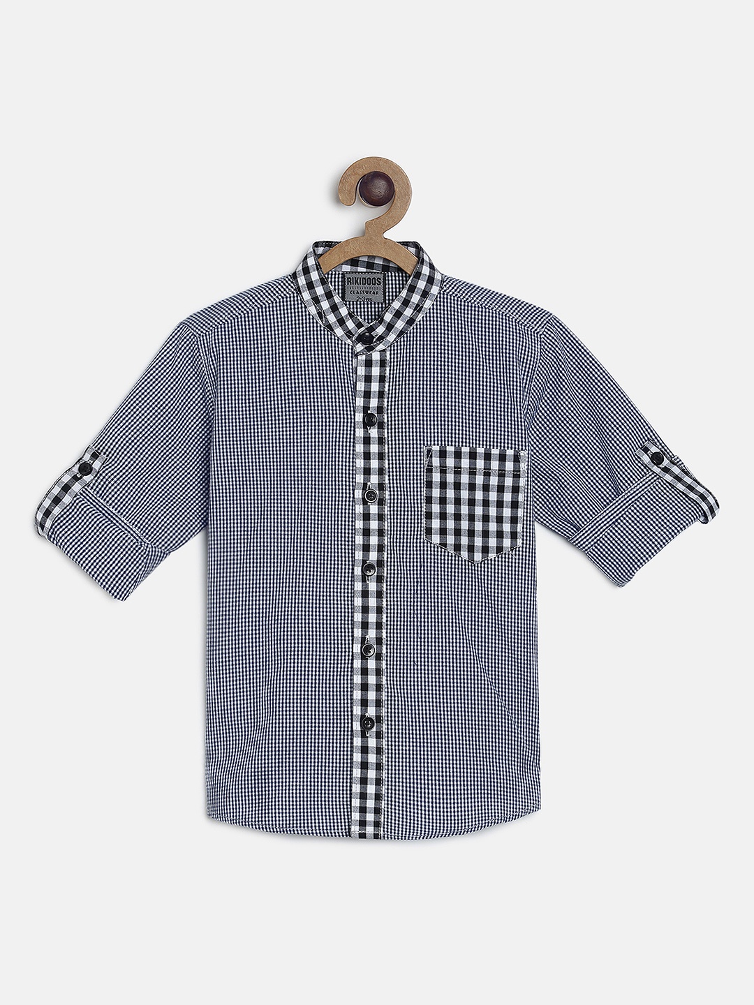 

RIKIDOOS Boys Black & White Checked Regular Fit Casual Shirt