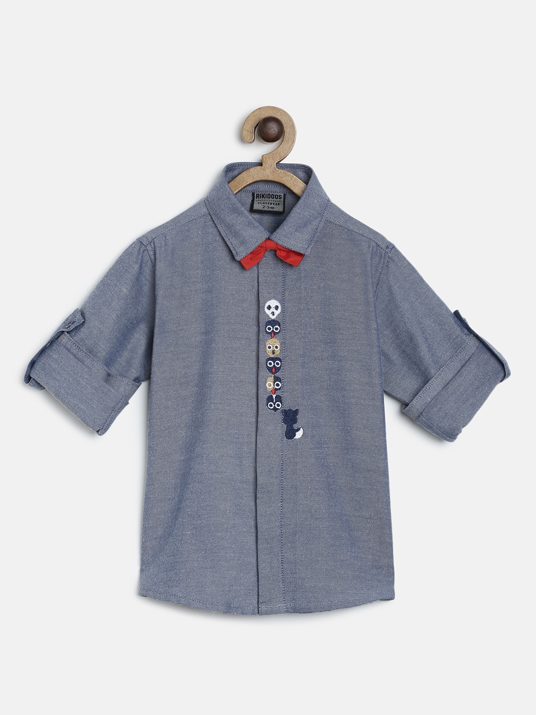 

RIKIDOOS Boys Blue Solid Regular Fit Casual Shirt