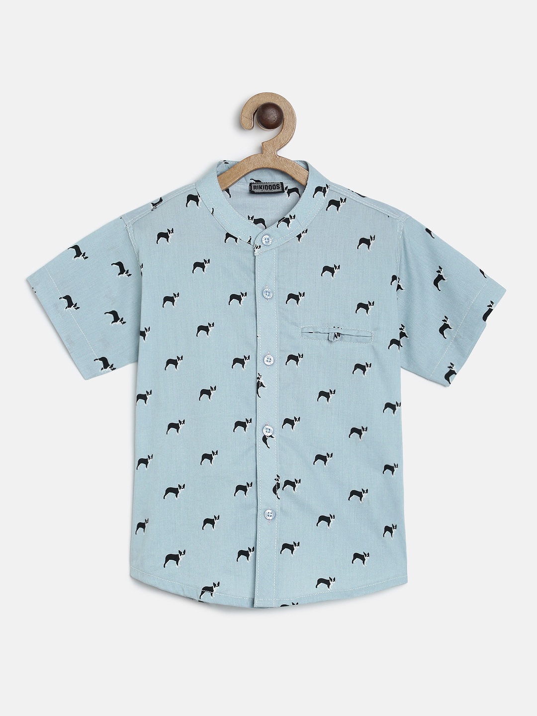 

RIKIDOOS Boys Blue Printed Regular Fit Casual Shirt