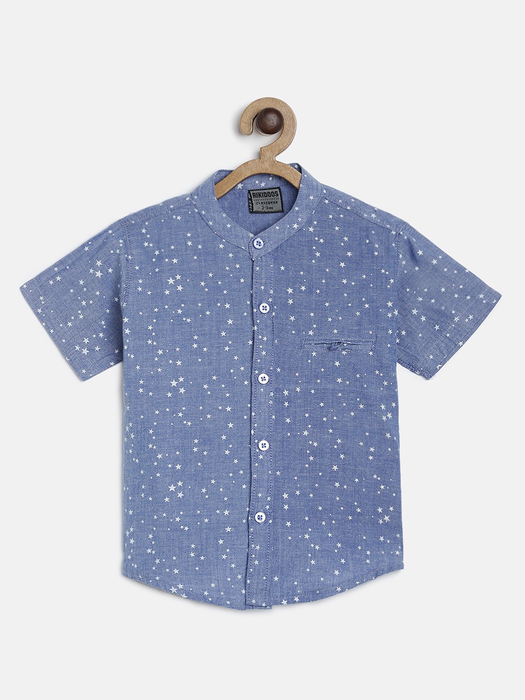 

RIKIDOOS Boys Blue Printed Regular Fit Casual Shirt