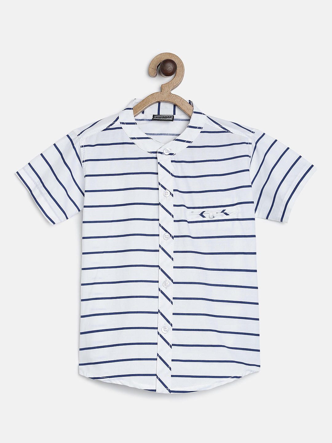 

RIKIDOOS Boys White & Navy Blue Striped Regular Fit Casual Shirt