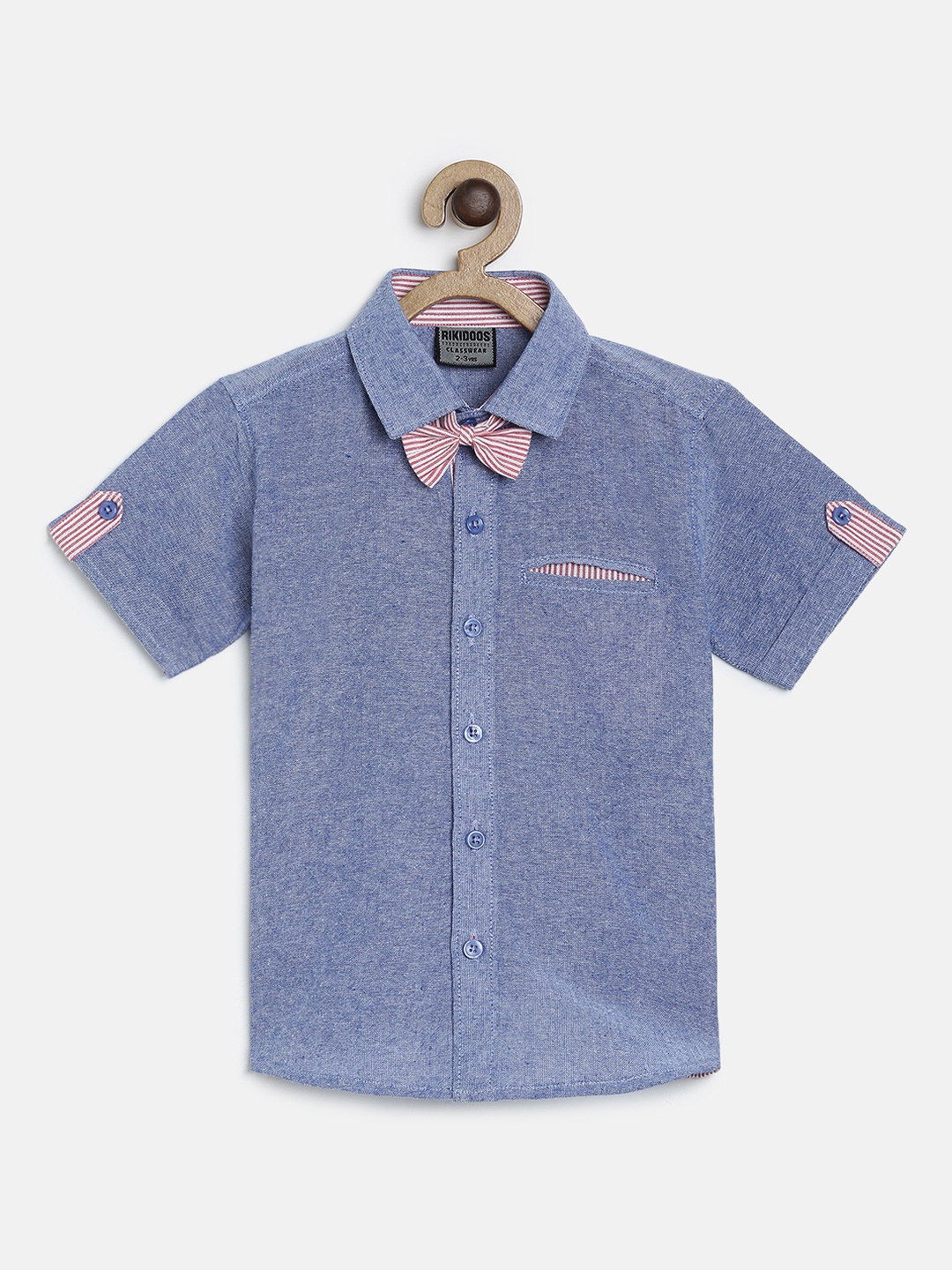 

RIKIDOOS Boys Blue Regular Fit Solid Casual Shirt