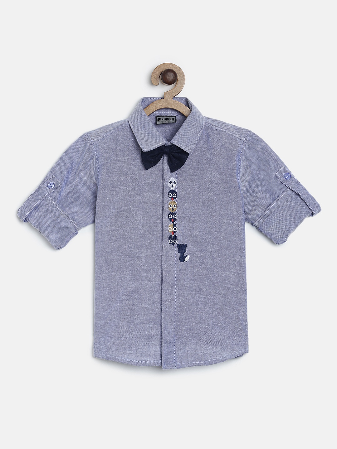 

RIKIDOOS Boys Blue Regular Fit Solid Casual Shirt