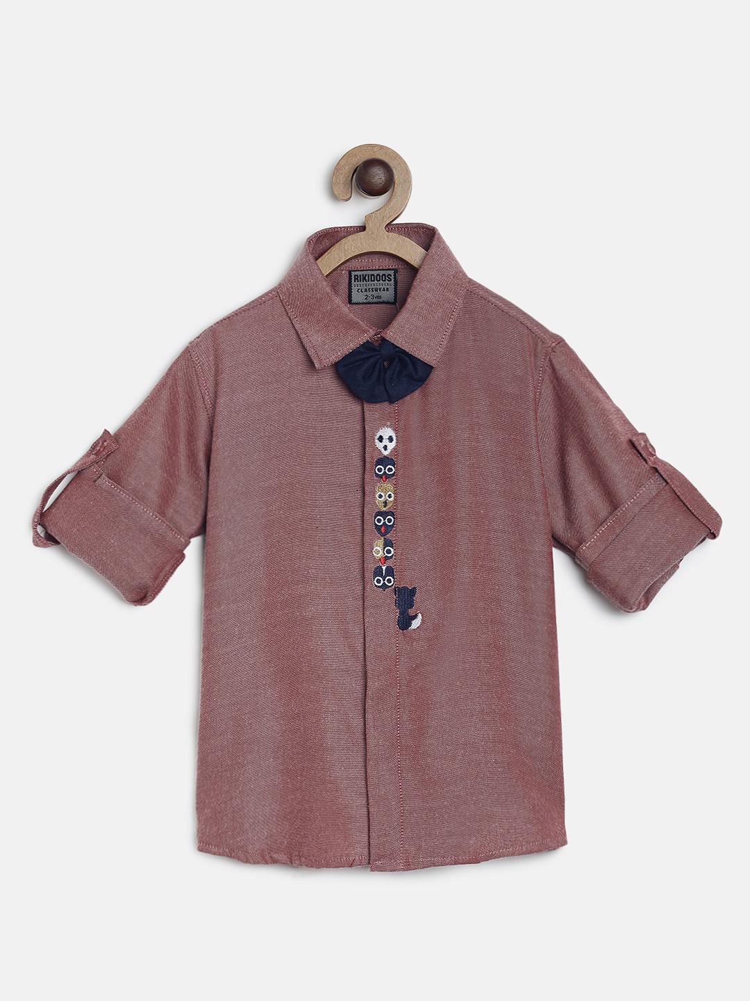 

RIKIDOOS Boys Maroon Solid Regular Fit Casual Shirt
