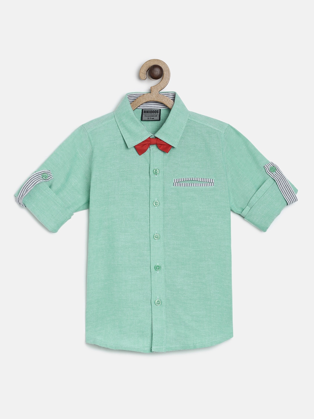 

RIKIDOOS Boys Green Regular Fit Solid Casual Shirt