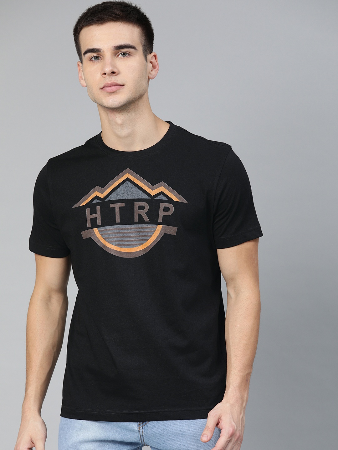 

Huetrap Men Black Printed Round Neck T-shirt