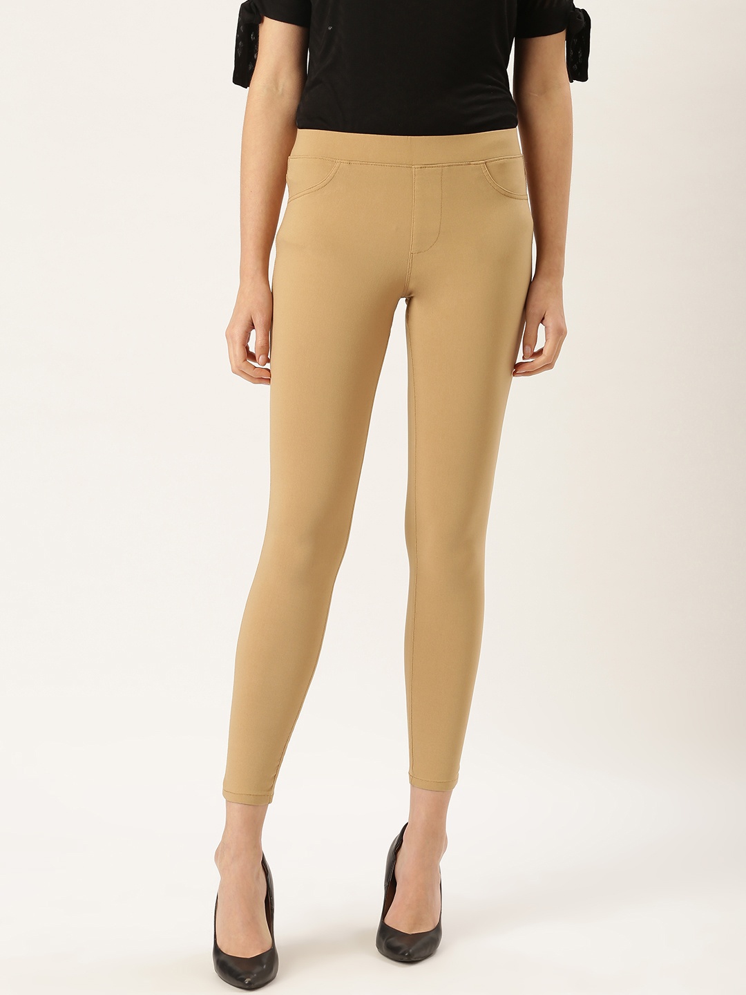 

urSense Women Beige Skinny Fit Solid Treggings