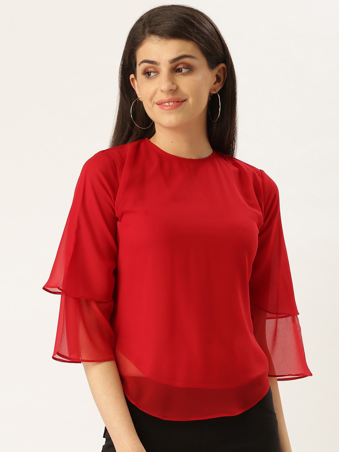 

urSense Women Red Solid Top
