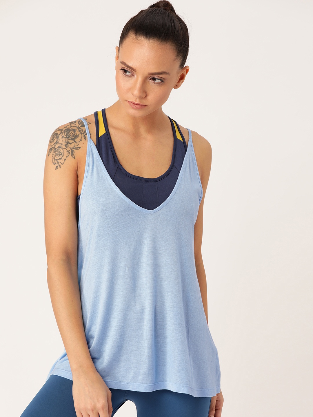 

FOREVER 21 Women Blue Solid A-Line Top
