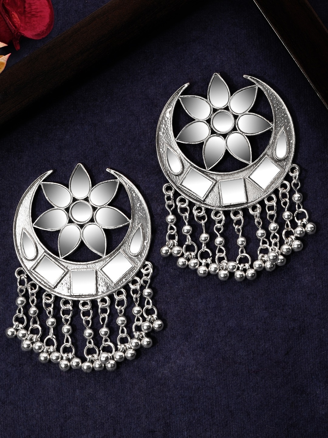 

Rubans Silver-Plated Handcrafted Classic Drop Earrings