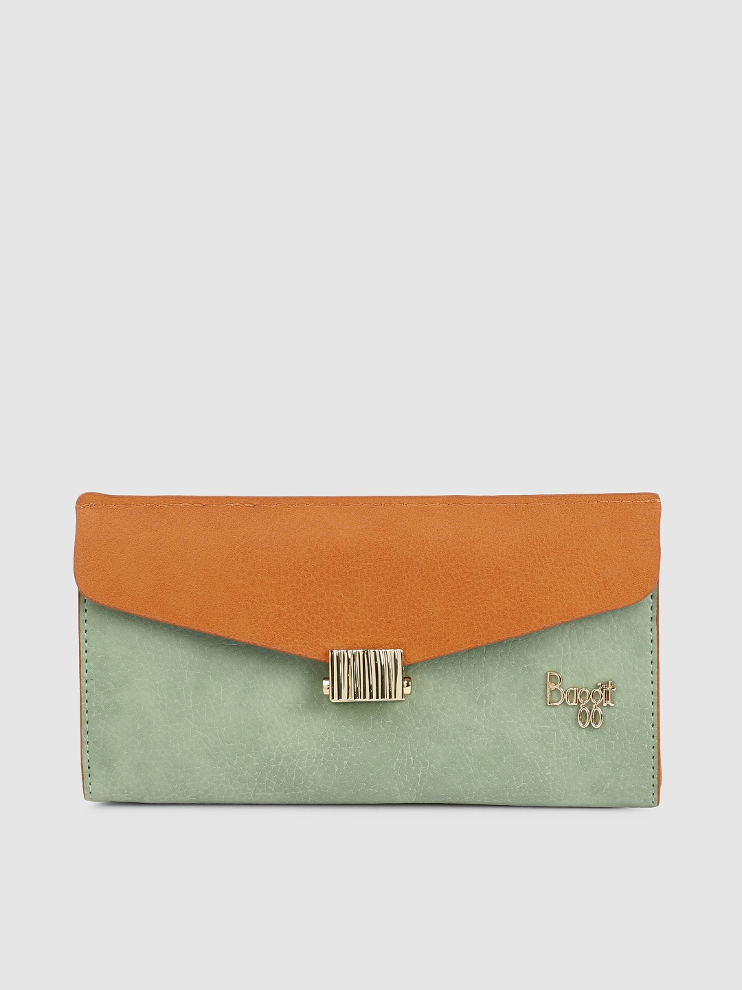 

Baggit Women Green & Tan Brown Colourblocked WARDY Three Fold Wallet