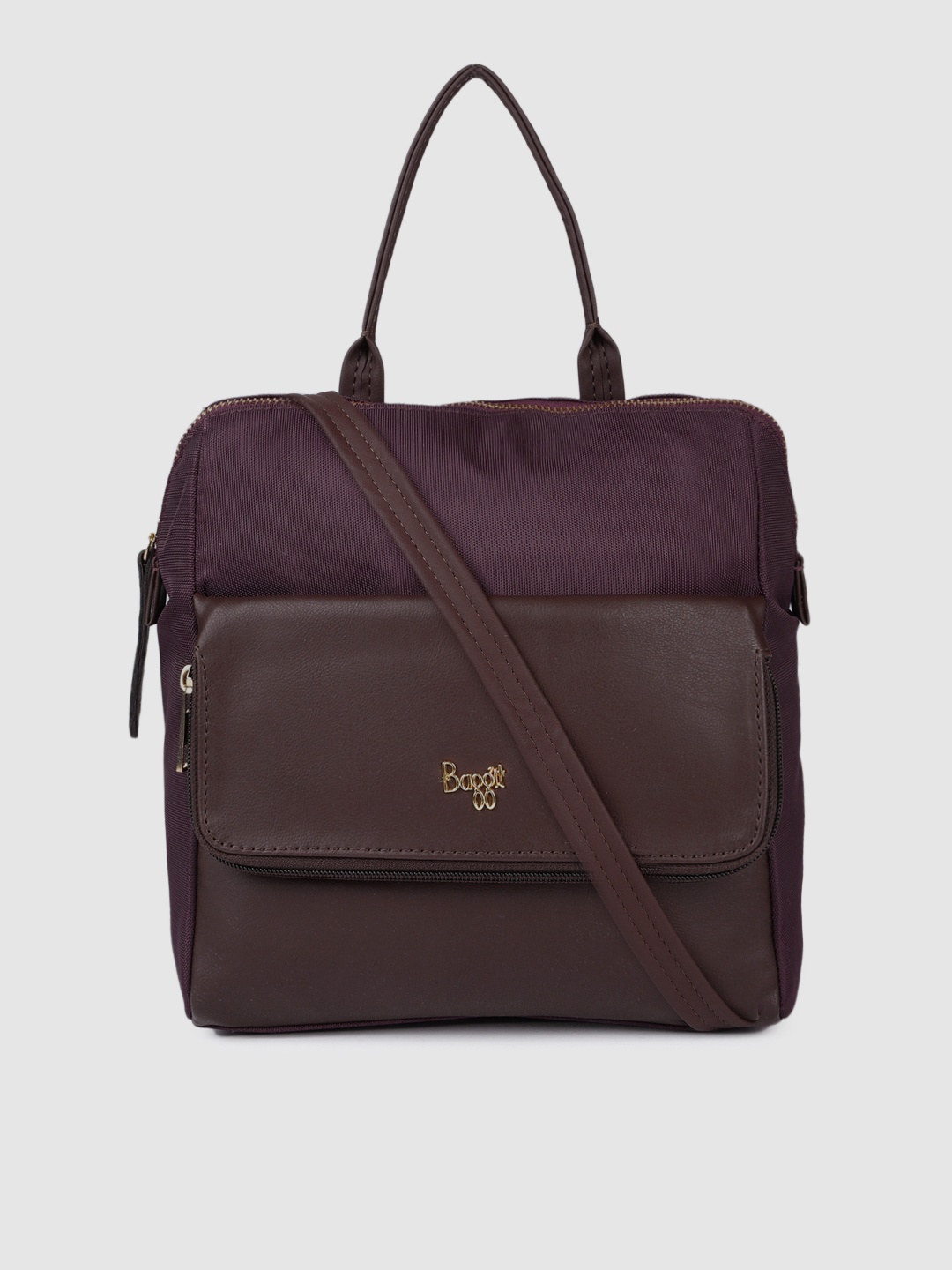 

Baggit Purple & Brown Colourblocked AMELIE Sling Bag cum Backpack
