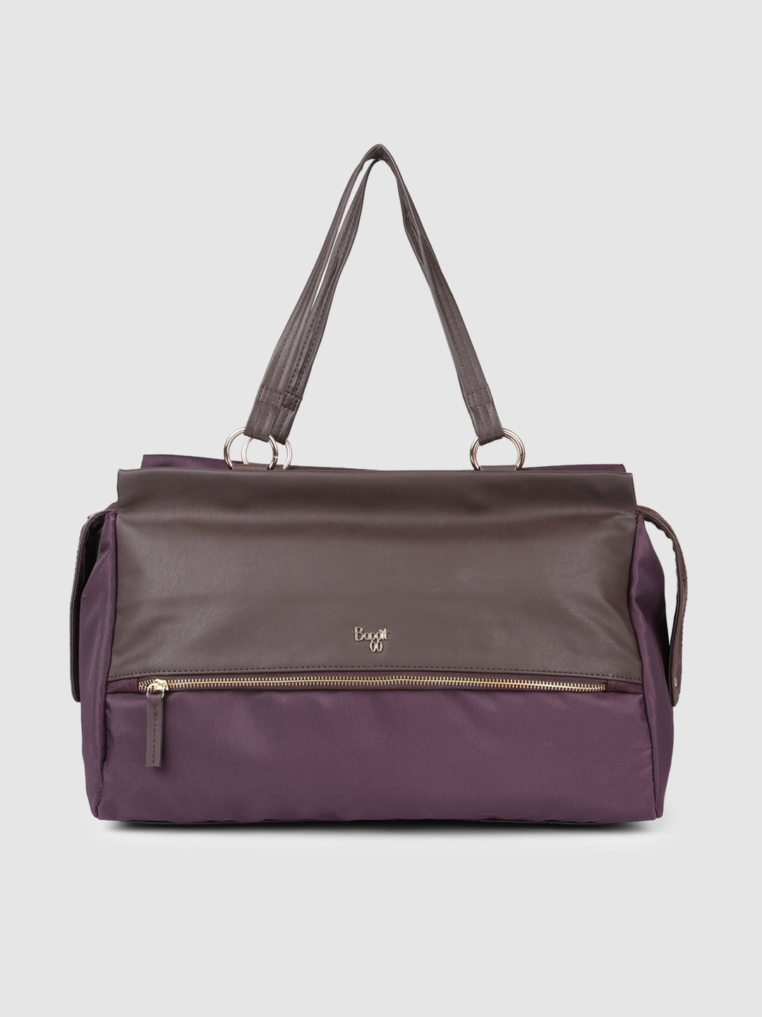 

Baggit Purple & Brown Colorblocked Oversized Handheld Bag