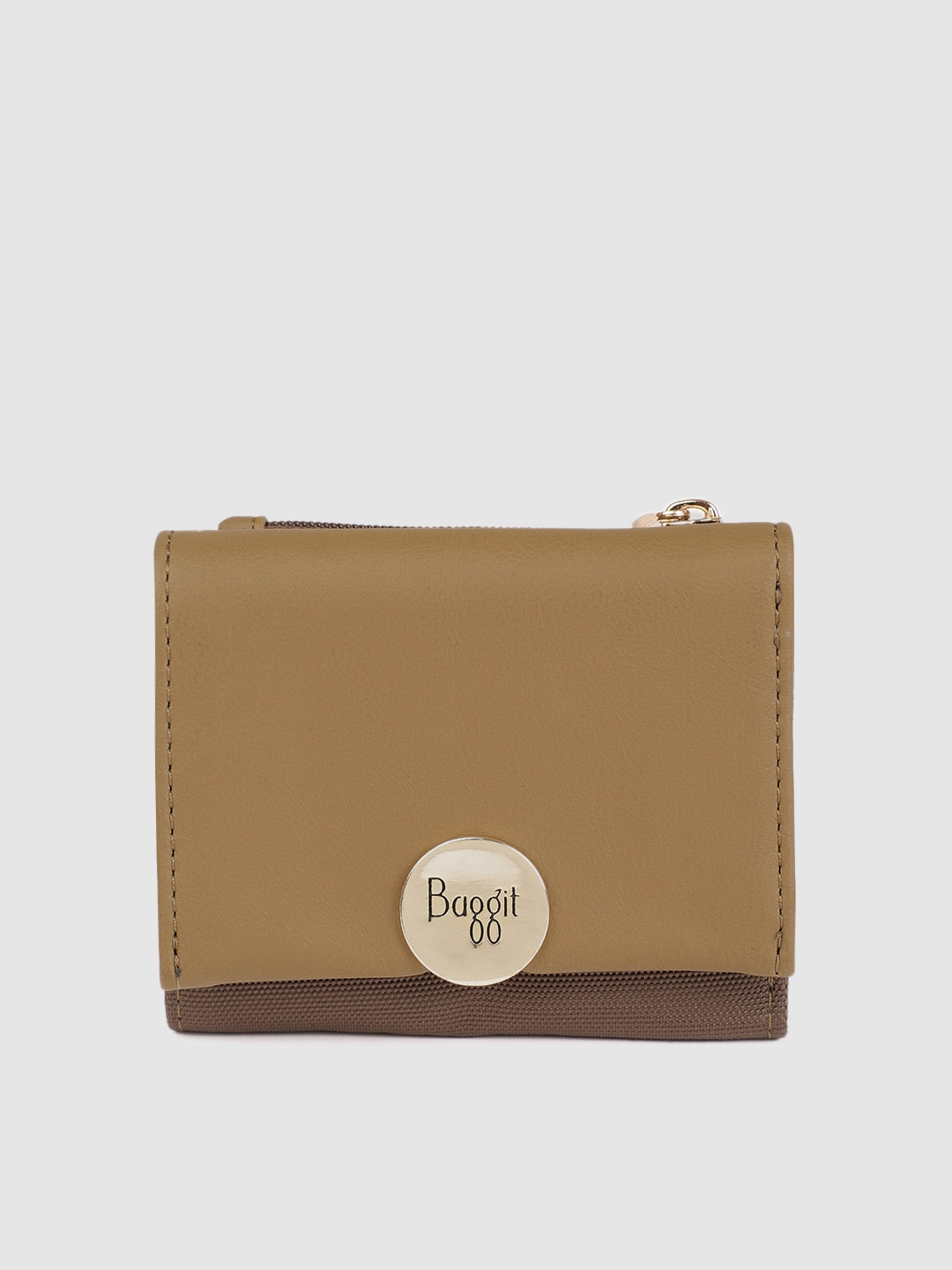 

Baggit Women Brown & Khaki Colourblocked AMELIE Three Fold Wallet