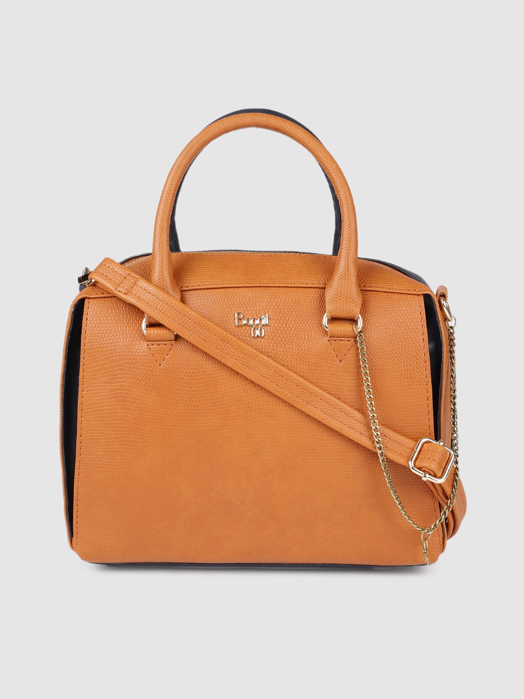 

Baggit Orange & Navy Blue Colourblocked Handheld Bag