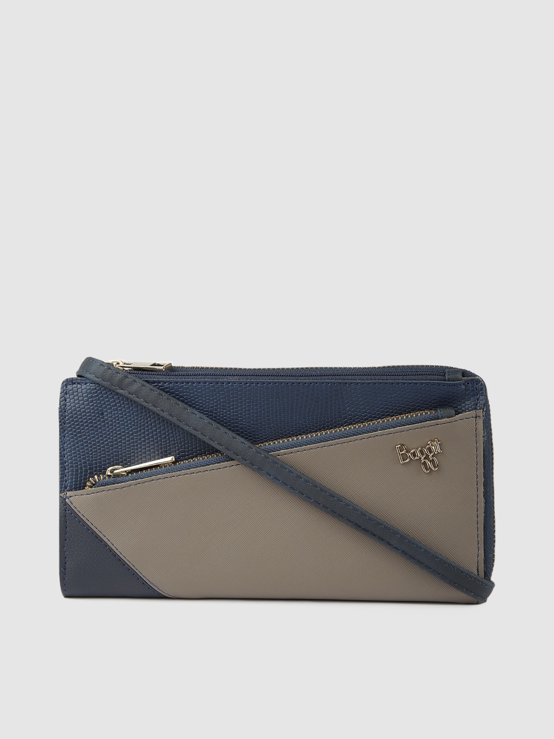 

Baggit Women Blue & Brown Colourblocked Zip Around Wallet