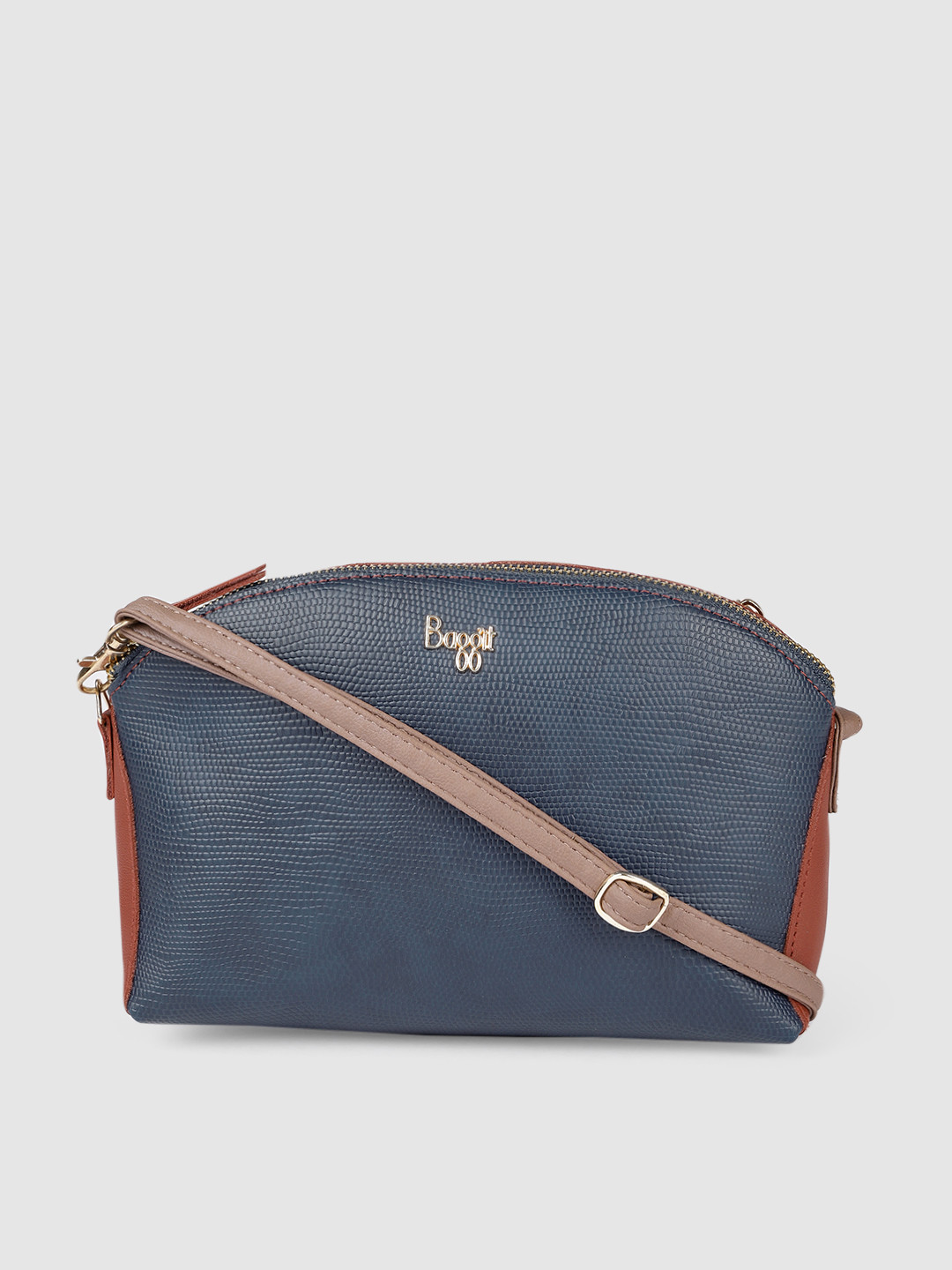 

Baggit Navy Blue & Red Colourblocked Sling Bag