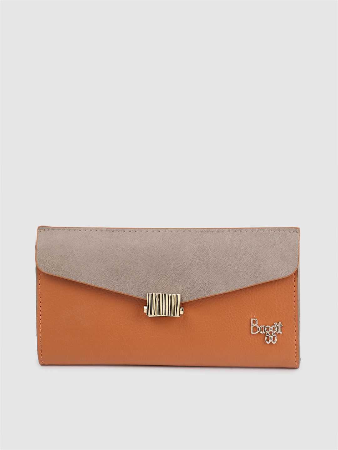 

Baggit Women Tan Brown & Grey Colourblocked WARDY Three Fold Wallet