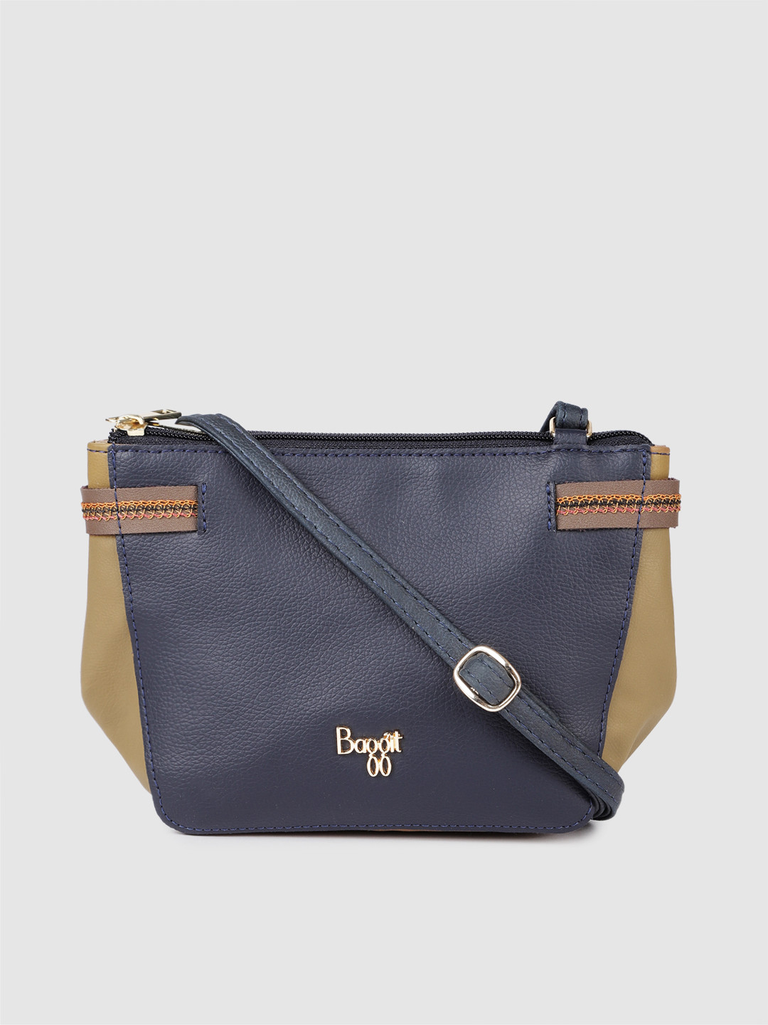 

Baggit Blue & Olive Green Solid AUDREY Sling Bag