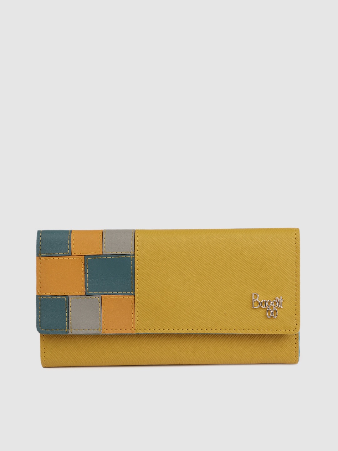 

Baggit Women Yellow Textured LORI Three Fold Wallet