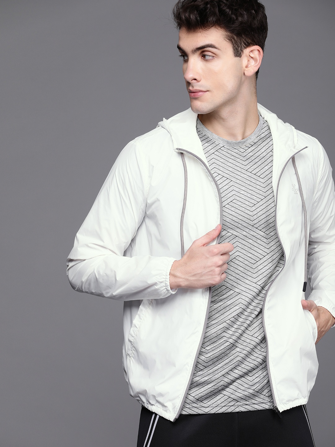 

WROGN ACTIVE Men White Solid Sporty Jacket