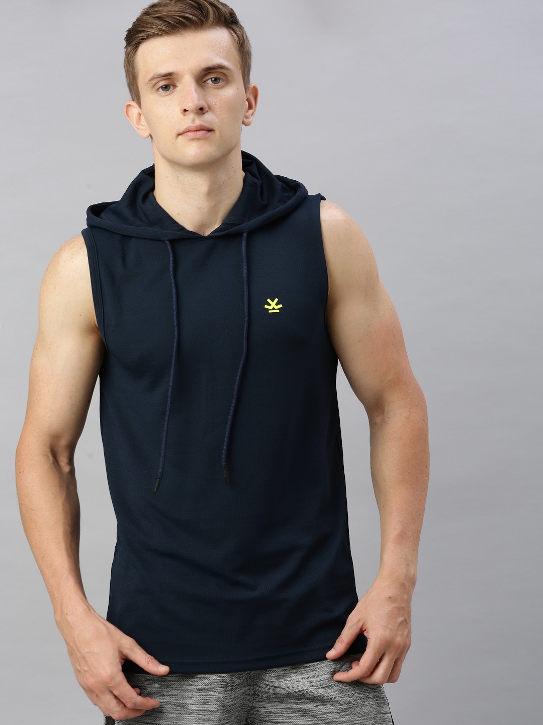 

WROGN ACTIVE Men Navy Blue Solid Hood T-shirt