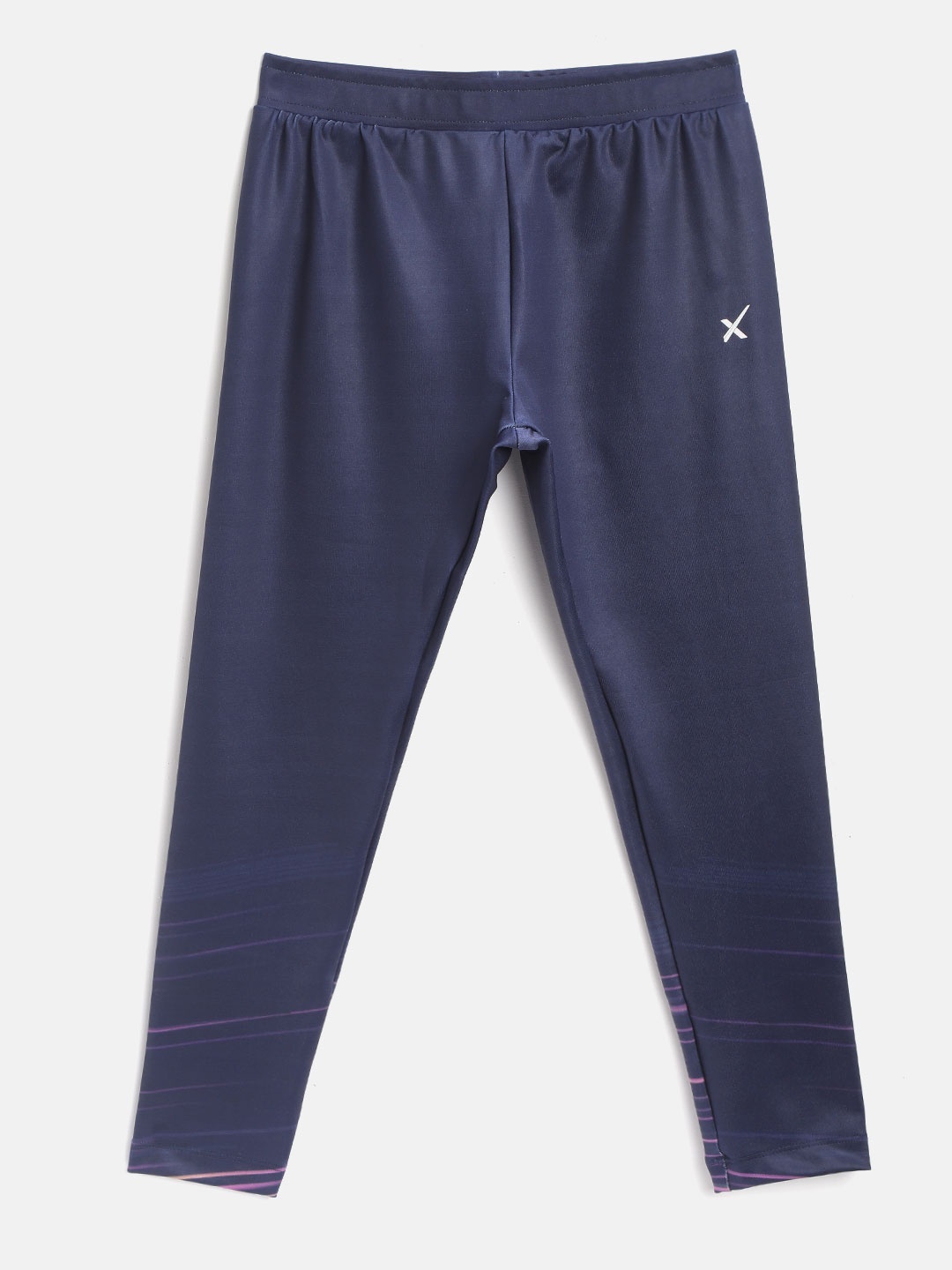 

HRX by Hrithik Roshan Girls Navy Blue Mid-Rise Rapid-Dry Antimicrobial Lycra Active Tights