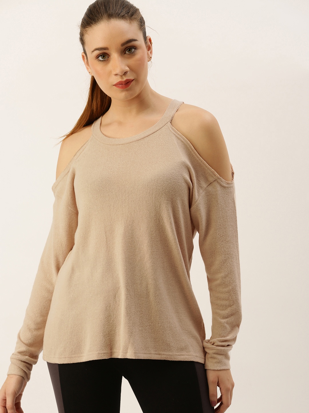 

FOREVER 21 Women Beige Solid Top