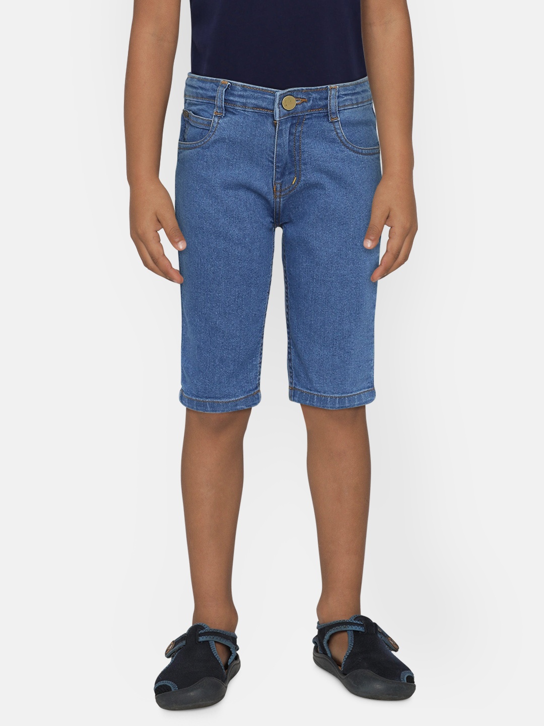 

RIKIDOOS Boys Blue Solid Regular Fit Denim Shorts