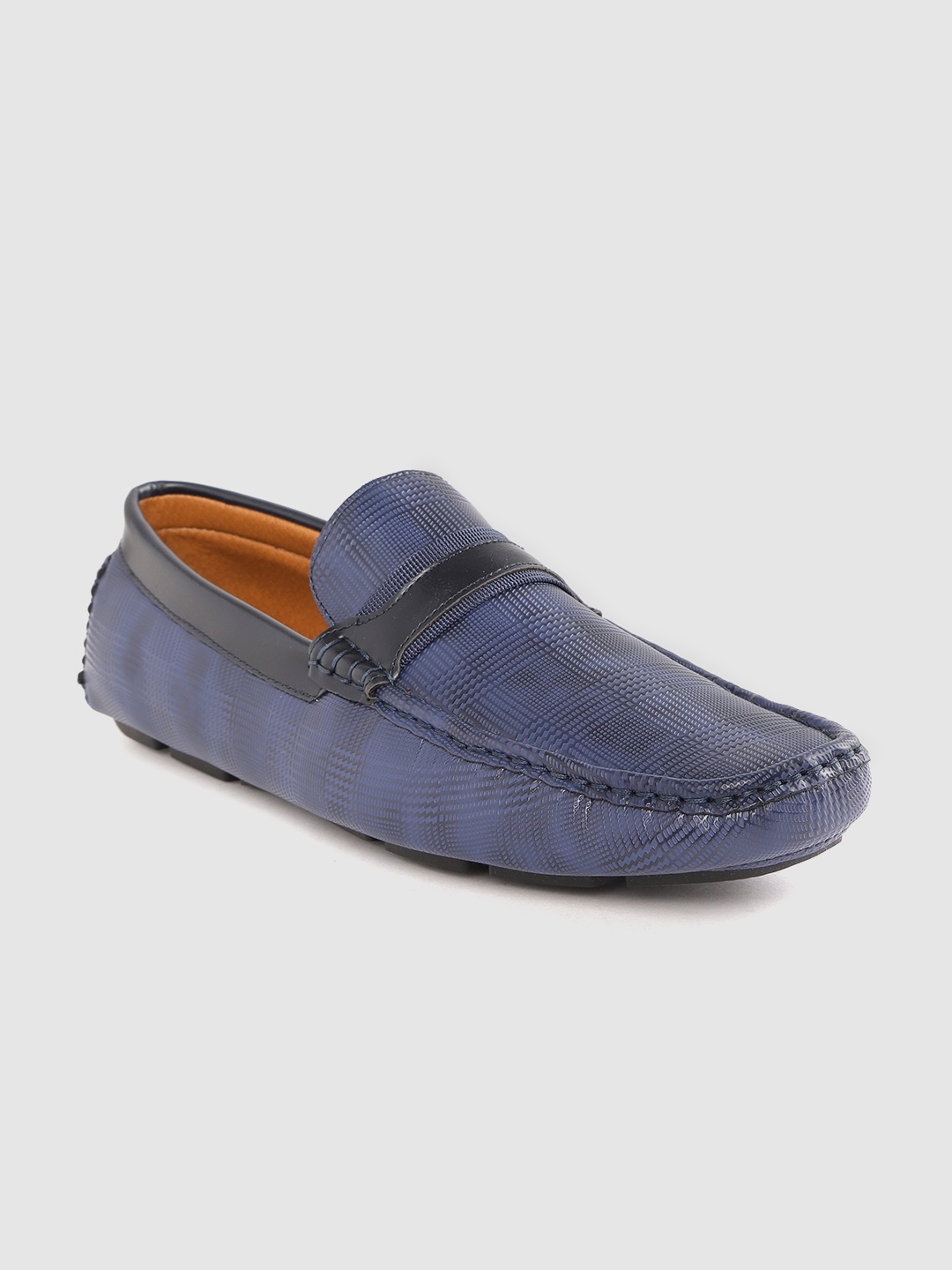 

Carlton London Men Navy Blue Checked Driving Shoes