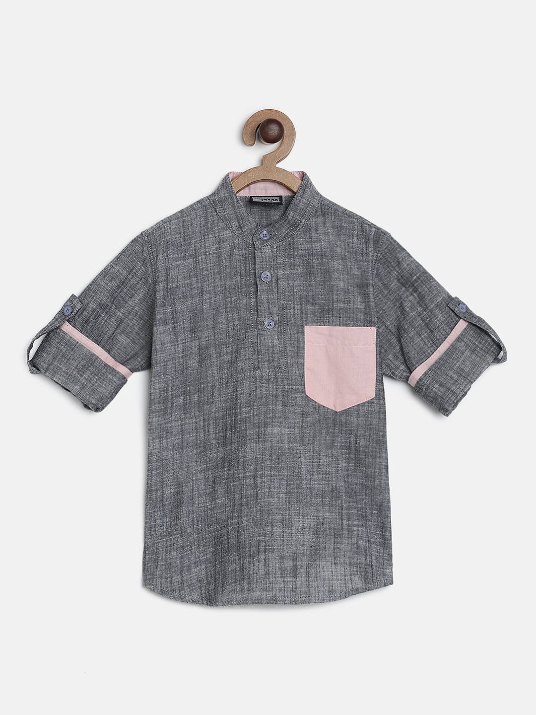 

RIKIDOOS Boys Grey Solid Straight Kurta