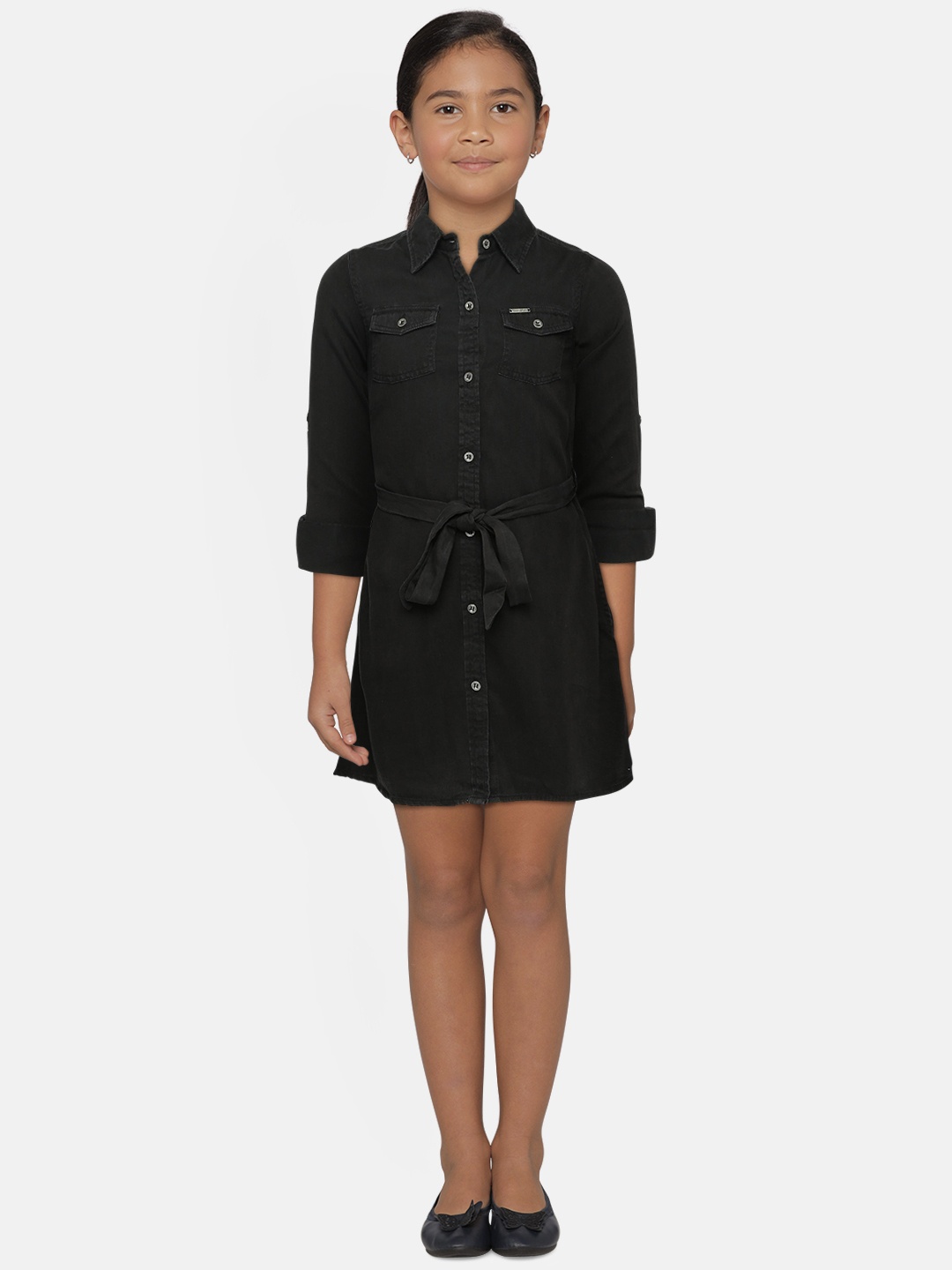 

Gini and Jony Girls Black Solid Shirt Type Dress