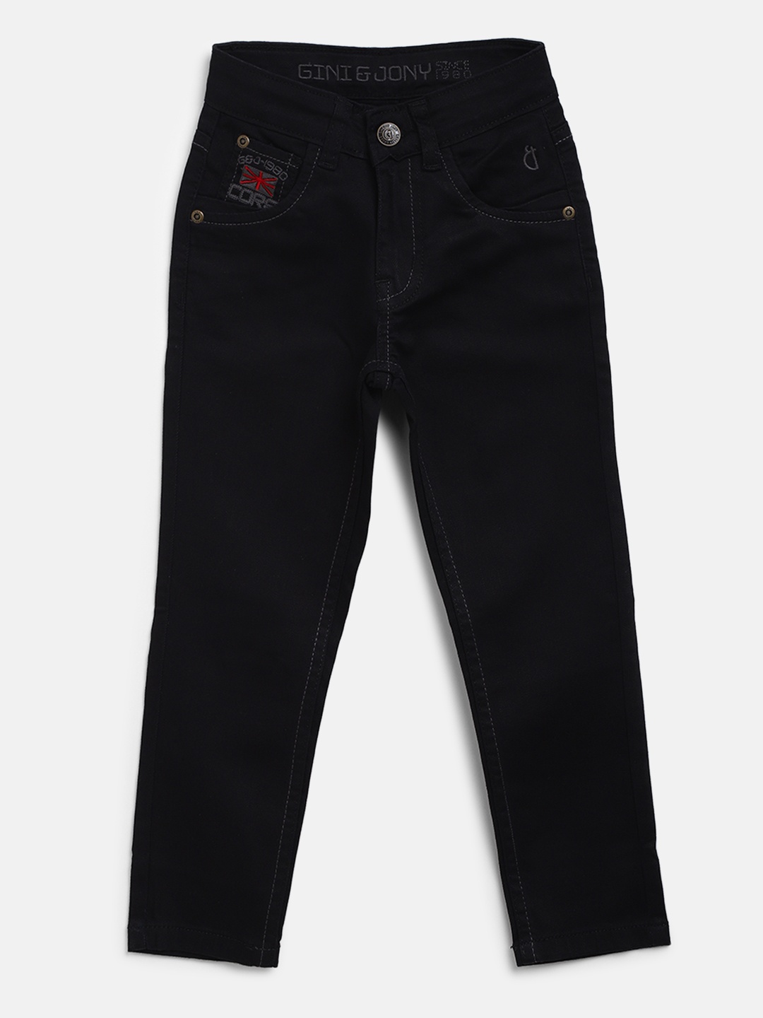 

Gini and Jony Boys Black Regular Fit Mid-Rise Clean Look Stretchable Jeans