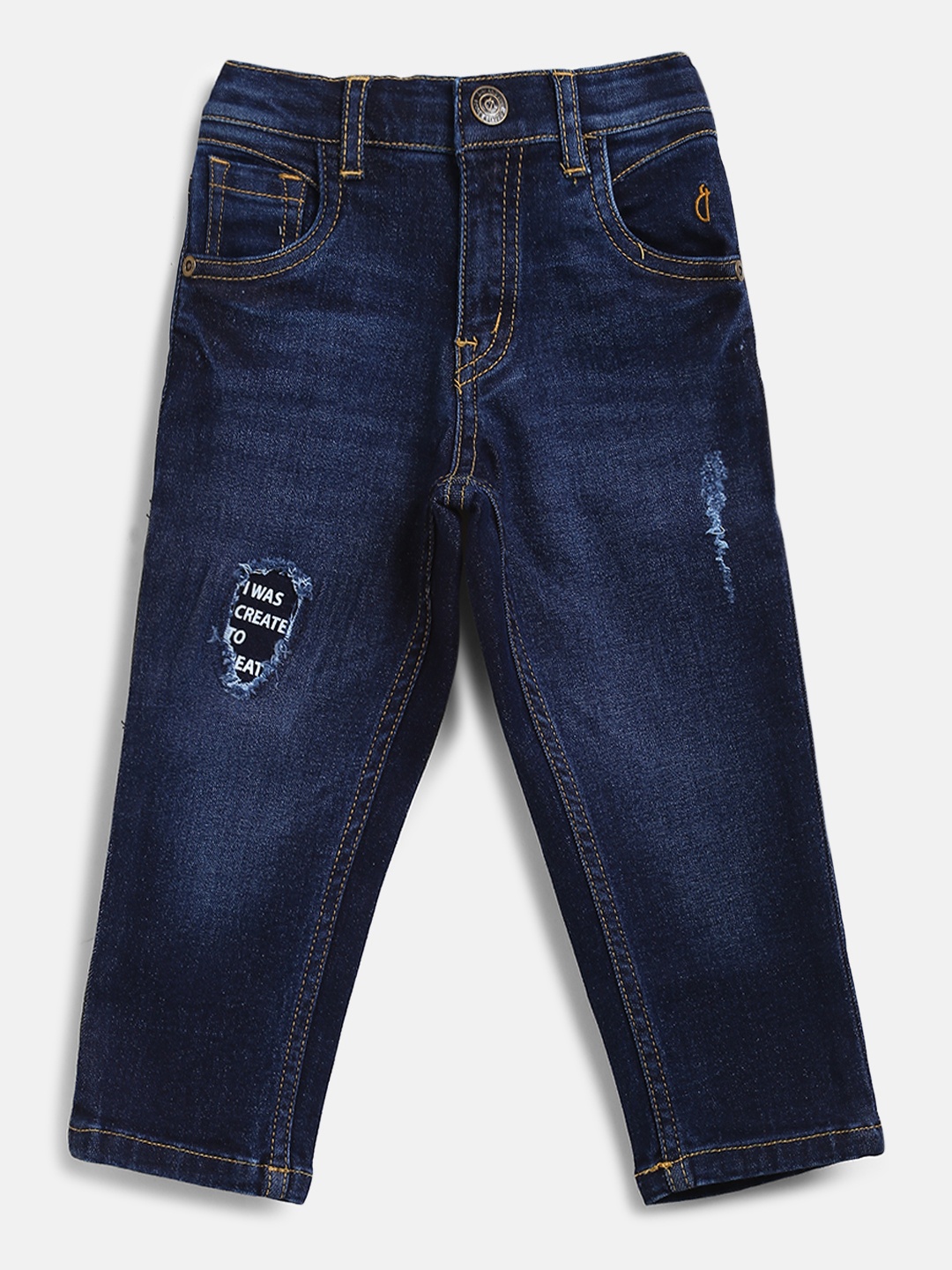 

Gini and Jony Boys Navy Blue Regular Fit Mid-Rise Mildly Distress Stretchable Jeans