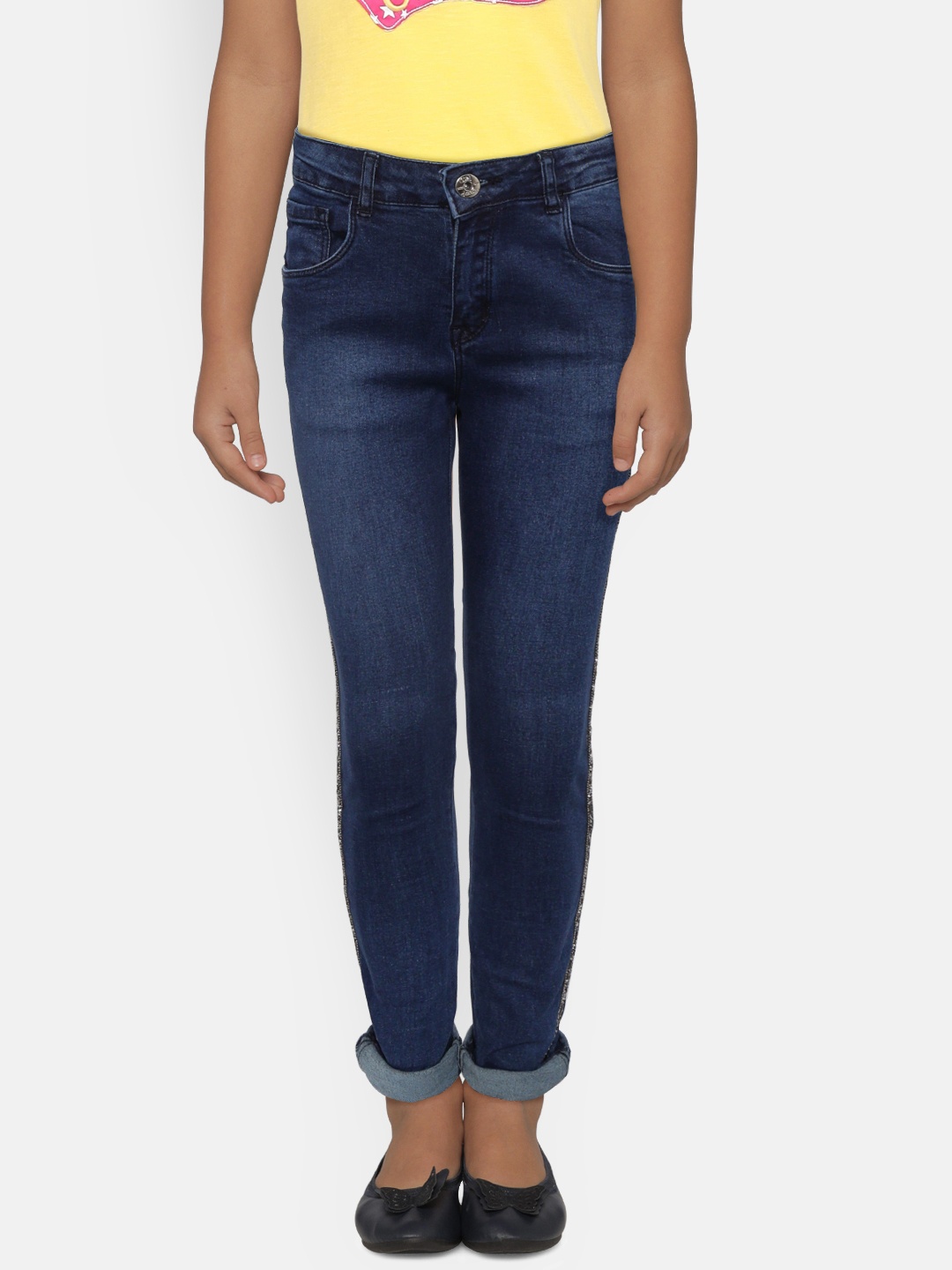 

Gini and Jony Girls Navy Blue Regular Fit Mid-Rise Clean Look Stretchable Jeans