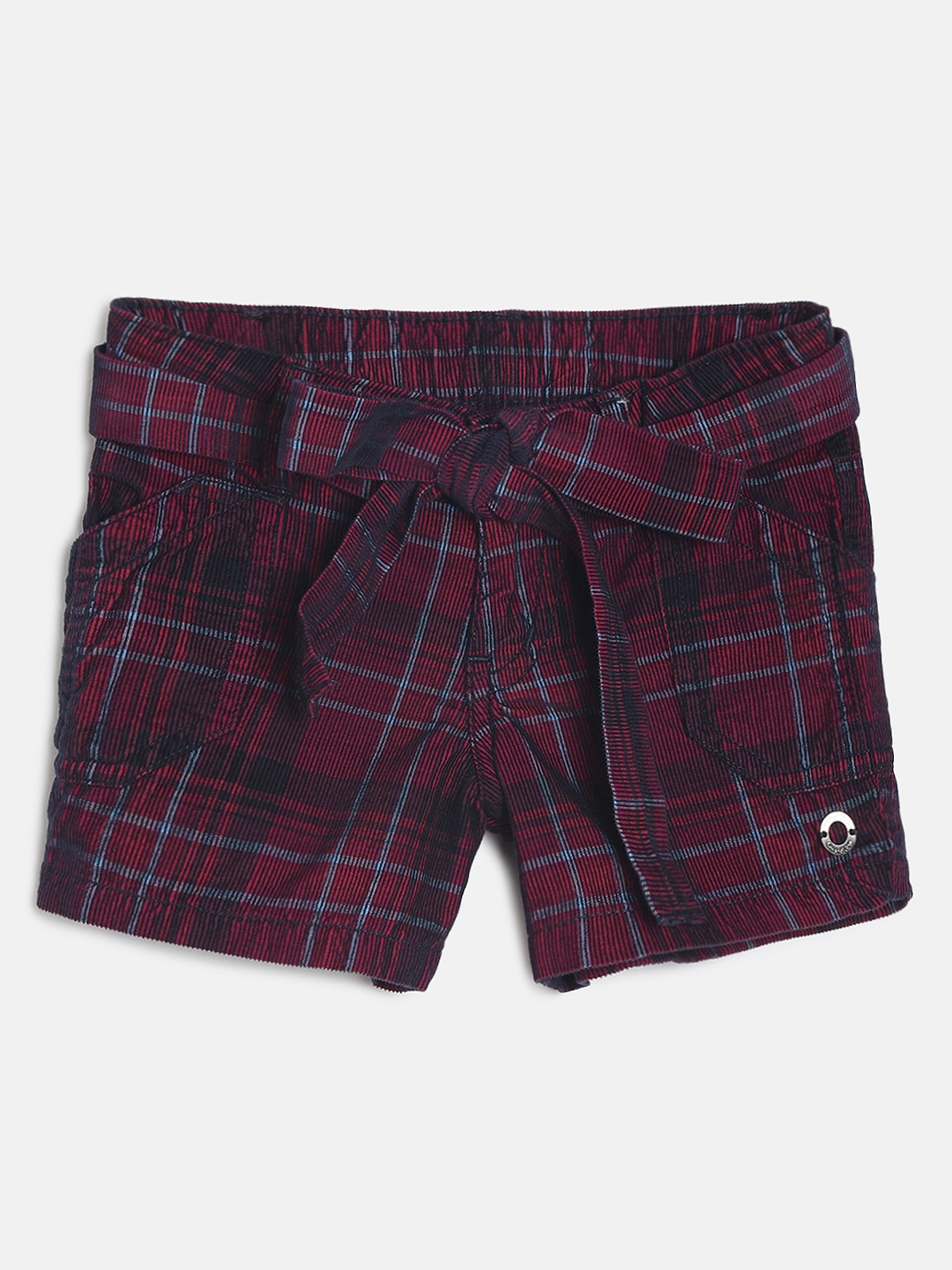 

Gini and Jony Girls Maroon Checked Regular Fit Regular Shorts