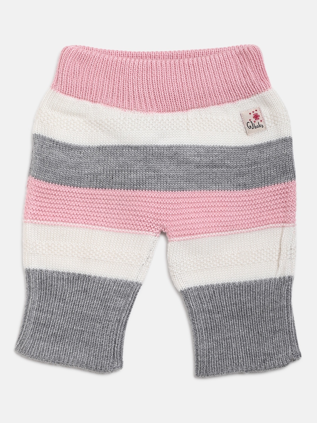 

Gini and Jony Girls Pink & White Striped Ankle-Length Woollen Leggings