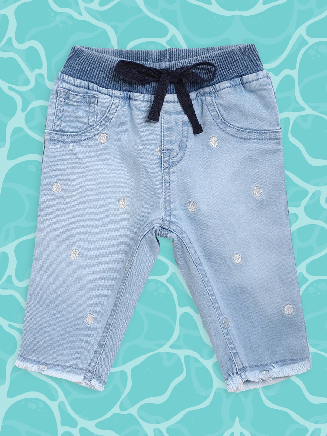 

Gini and Jony Girls Blue Embroidered Regular Fit Mid-Rise Clean Look Stretchable Jeans