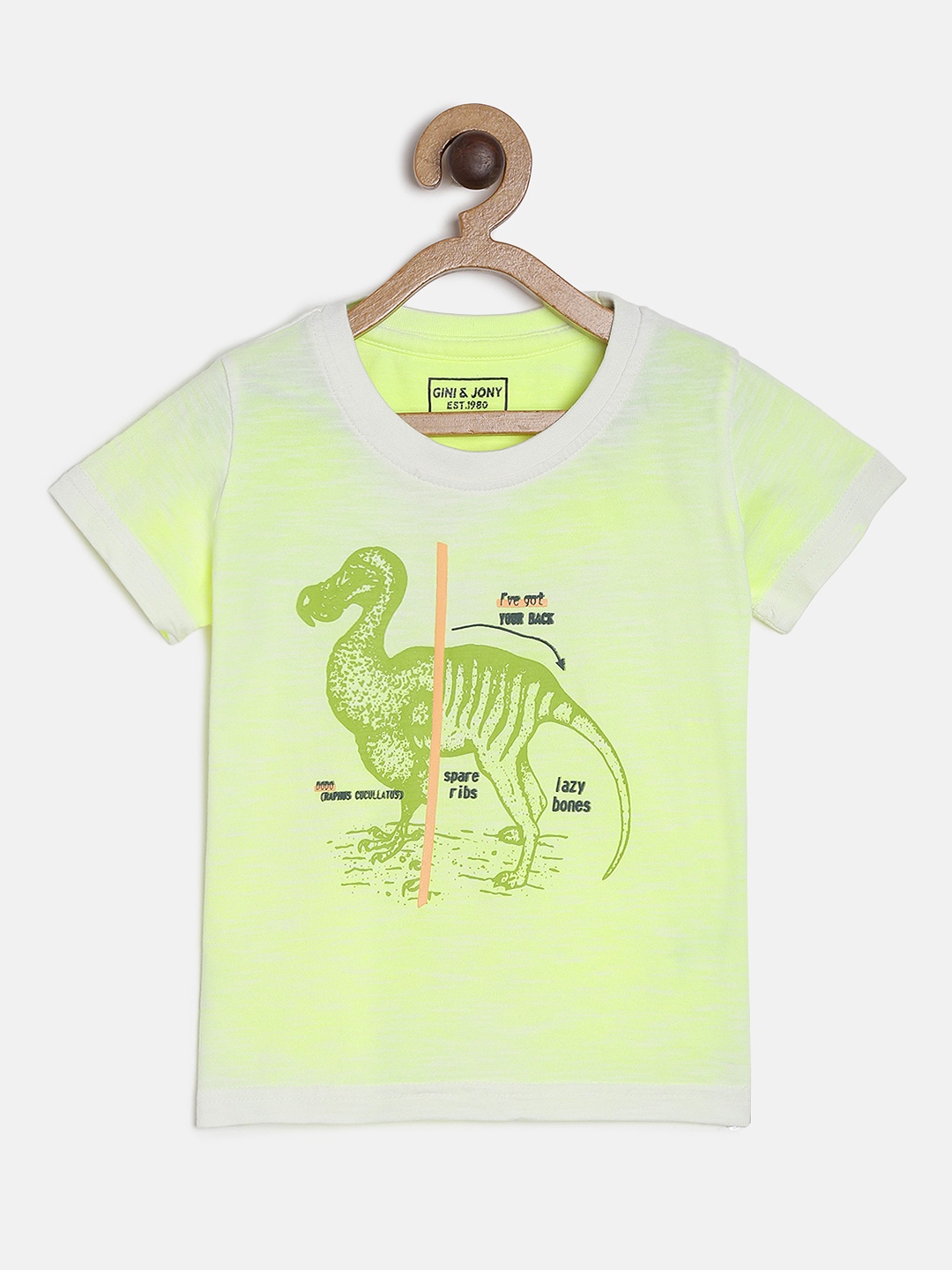 

Gini and Jony Boys Green Printed Round Neck T-shirt