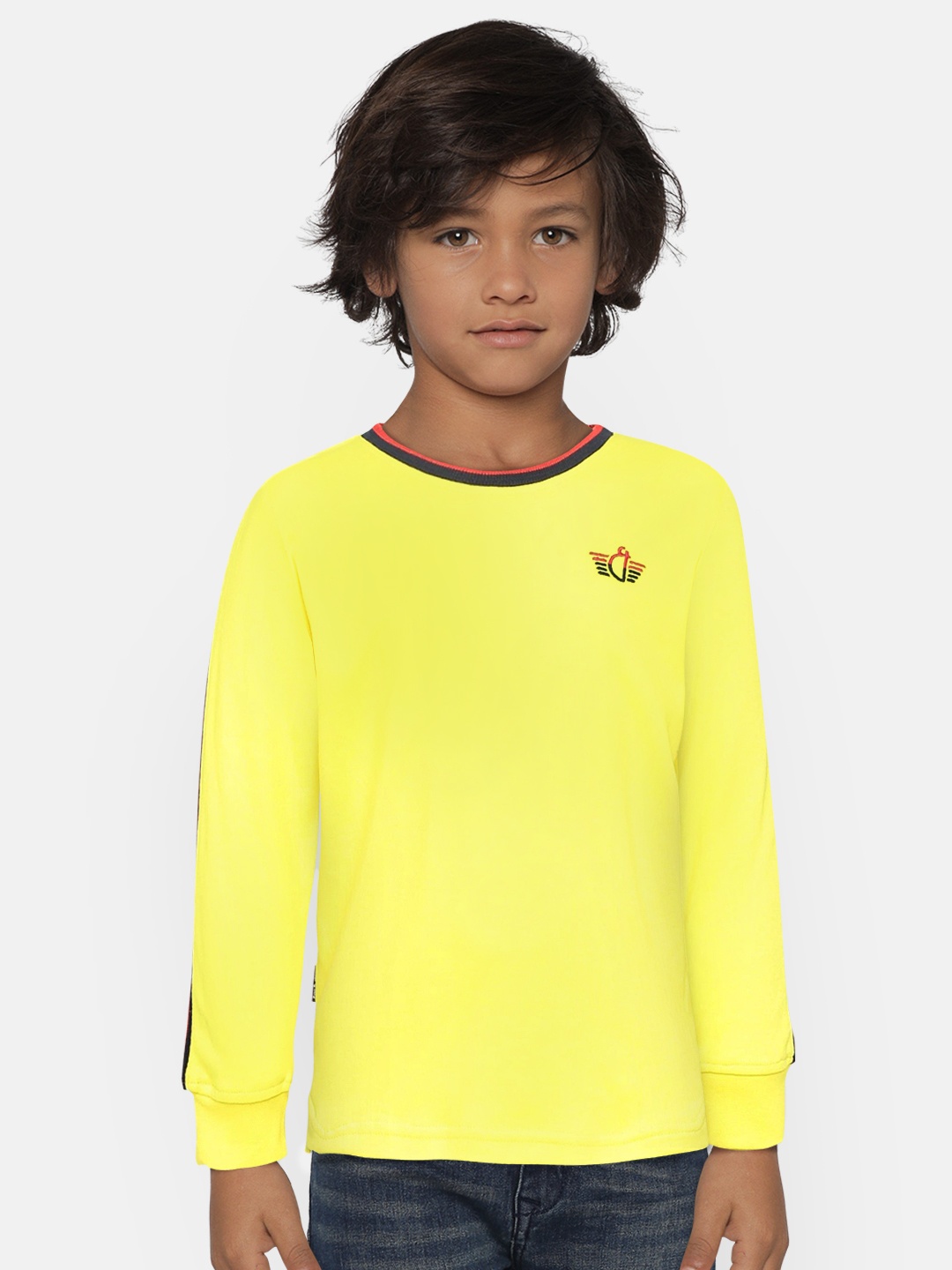 

Gini and Jony Boys Yellow Solid Round Neck Pure Cotton T-shirt
