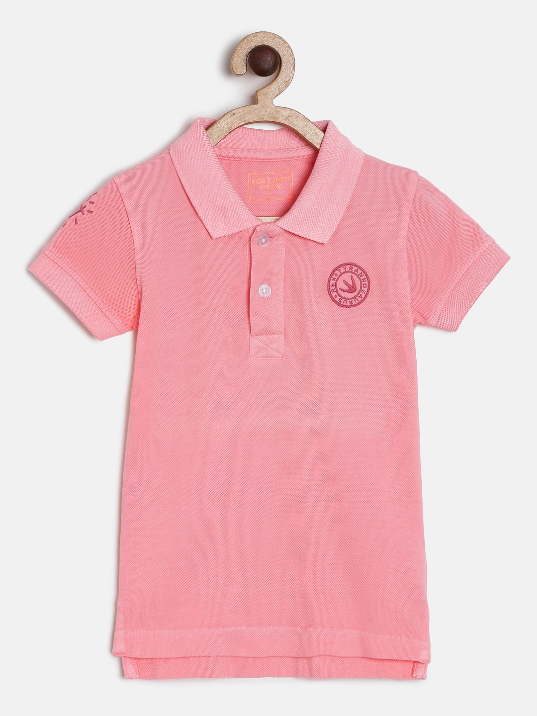 

Gini and Jony Boys Pink Printed Polo Collar T-shirt