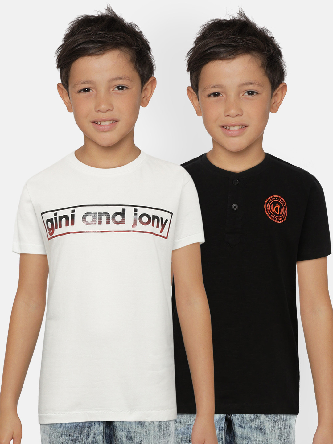 

Gini and Jony Boys Pack of Two Pure Cotton T-shirts, Black