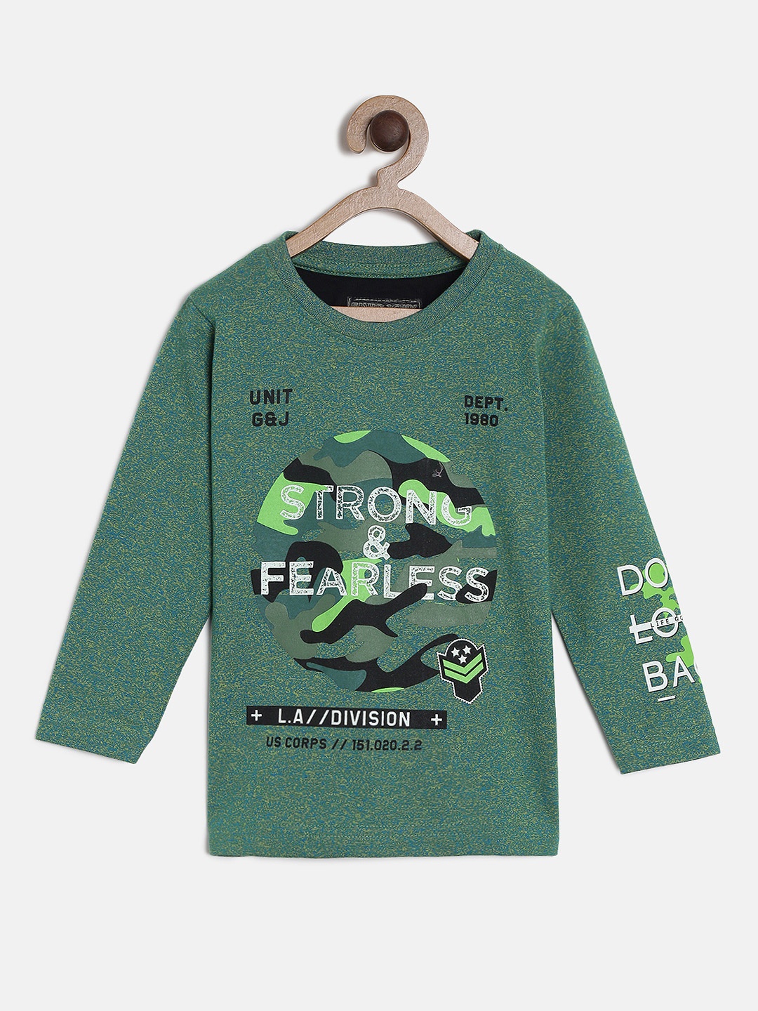 

Gini and Jony Boys Green Printed Round Neck T-shirt