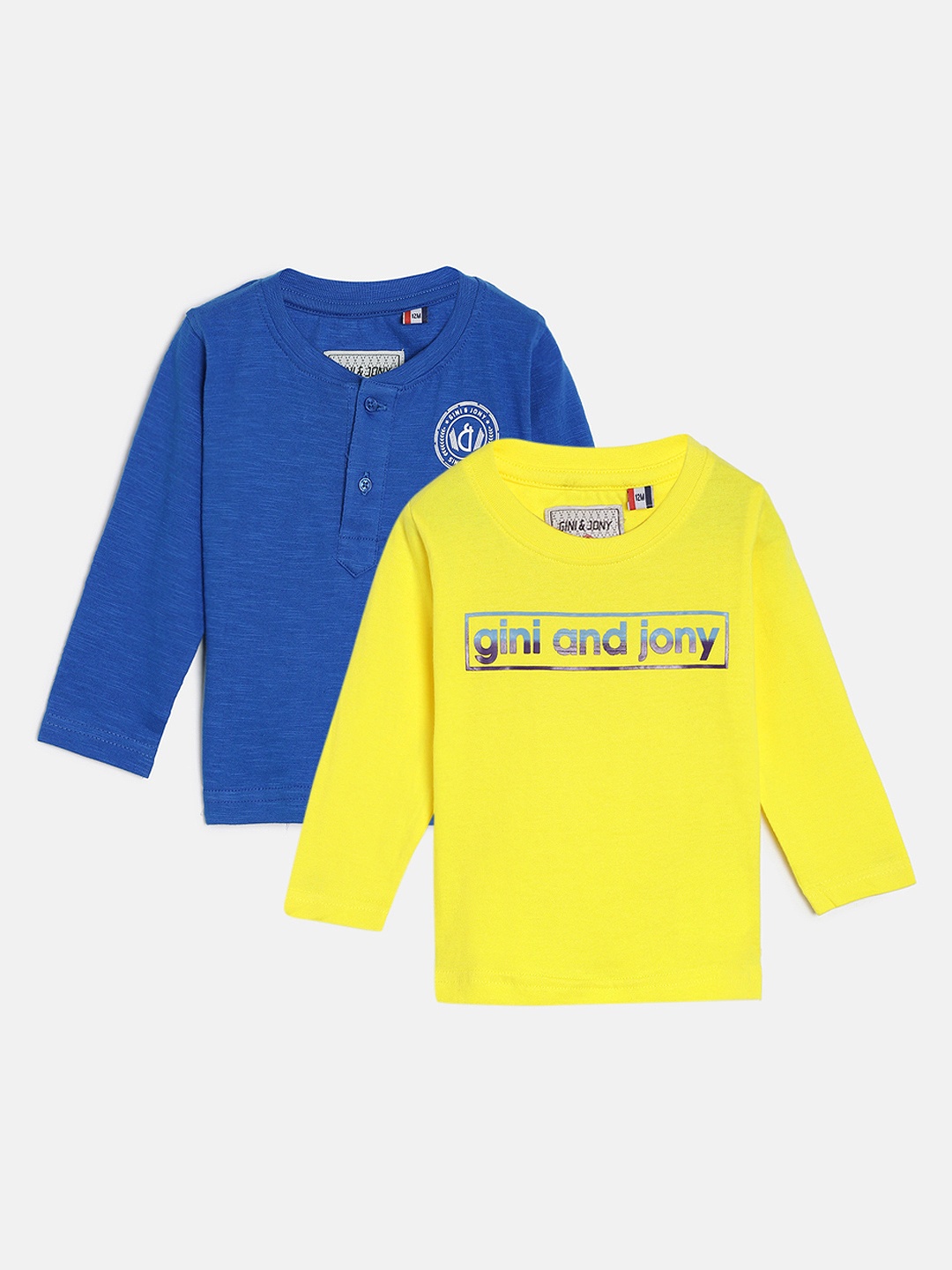 

Gini and Jony Boys Pack Of 2 Printed Round Neck T-shirts, Blue